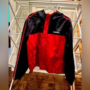 Windbreaker jacket with hood Size kids Large lightweight excellent condition